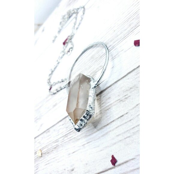 Quartz Statement Crystal Necklace Handmade Boho Jewelry - Picture 6 of 12